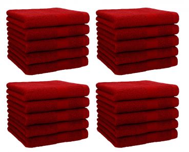 Betz Lot de 20 serviettes d'invités PREMIUM taille 30x50 cm 100% coton couleur rouge rubis