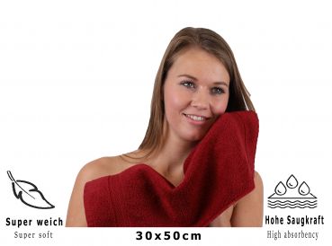 Betz PREMIUM Gästehandtücher-Set - 20 teiliges Gesichtstücher-Set -  Handtücher-Set - Händehandtücher - 30 x 50cm Rubinrot