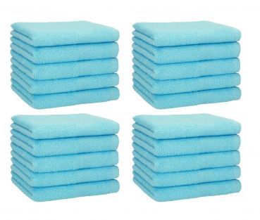 Betz Lot de 20 serviettes d'invités PREMIUM taille 30x50 cm 100% coton couleur turquoise