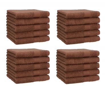 Betz Lot de 20 serviettes d'invités PREMIUM taille 30x50 cm 100% coton couleur marron noisette