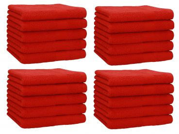 Betz Lot de 20 serviettes d'invités PREMIUM taille 30x50 cm 100% coton couleur rouge