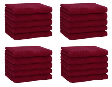 Betz Lot de 20 serviettes d'invités PREMIUM taille 30x50 cm 100% coton couleur rouge foncé