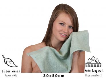 Betz PREMIUM Gästehandtücher-Set - 20 teiliges Gesichtstücher-Set -  Handtücher-Set - Händehandtücher - 30 x 50cm Heugrün