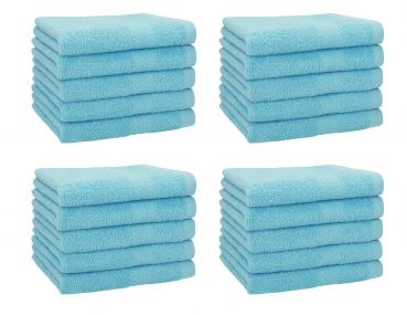 Betz Lot de 20 serviettes d'invités PREMIUM taille 30x50 cm 100% coton couleur bleu océan