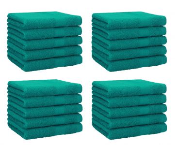Betz Lot de 20 serviettes d'invités PREMIUM taille 30x50 cm 100% coton couleur vert émeraude