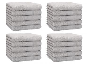 Betz Lot de 20 serviettes d'invités PREMIUM taille 30x50 cm 100% coton couleur gris argenté