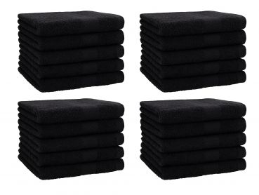 Betz Lot de 20 serviettes d'invités PREMIUM taille 30x50 cm 100% coton couleur noir