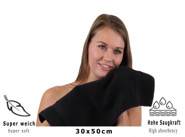 Betz 20 Piece Guest Towels PREMIUM 100% Cotton 30x50 cm colour black