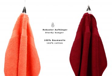 Betz 10 Piece Towel Set PREMIUM 100% Cotton 10 Guest Towels 30x50 cm colour blood orange and ruby