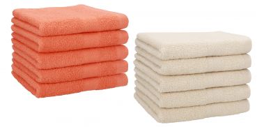 Betz Paquete de 10 toallas de tocador PREMIUM 100% algodón 30x50 cm color naranja sanguíneo y beige arena
