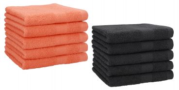 Betz Lot de 10 serviettes d'invités serviette invité taille 30x50 cm en 100% coton Premium couleur orangé sang et graphite