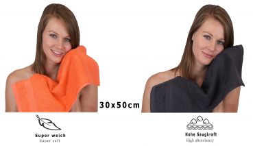 Betz 10 Piece Towel Set PREMIUM 100% Cotton 10 Guest Towels 30x50 cm colour blood orange and graphite