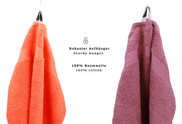 Betz 10 Piece Towel Set PREMIUM 100% Cotton 10 Guest Towels 30x50 cm colour blood orange and wild-berry