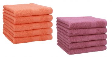 Betz 10 Piece Towel Set PREMIUM 100% Cotton 10 Guest Towels 30x50 cm colour blood orange and wild-berry