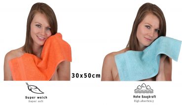 Betz 10 Piece Towel Set PREMIUM 100% Cotton 10 Guest Towels 30x50 cm colour blood orange and ocean