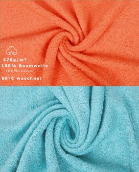 Betz 10 Piece Towel Set PREMIUM 100% Cotton 10 Guest Towels 30x50 cm colour blood orange and ocean