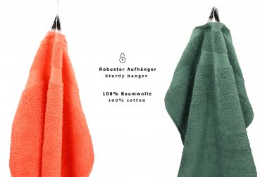 Betz 10 Piece Towel Set PREMIUM 100% Cotton 10 Guest Towels 30x50 cm colour blood orange and fir green