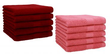 Betz Lot de 10 serviettes d'invités serviette invité taille 30x50 cm en 100% coton Premium couleur rouge rubis y framboise