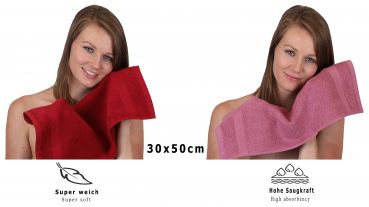 Betz 10 Piece Towel Set PREMIUM 100% Cotton 10 Guest Towels 30x50 cm colour ruby and wild-berry