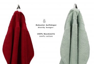 Betz 10 Piece Towel Set PREMIUM 100% Cotton 10 Guest Towels 30x50 cm colour ruby  and hay green