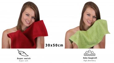 Betz 10 Piece Towel Set PREMIUM 100% Cotton 10 Guest Towels 30x50 cm colour ruby and avocado green