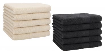 Betz Paquete de 10 toallas de tocador PREMIUM 100% algodón 30x50 cm color beige arena y grafito