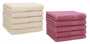 Betz 10 Piece Towel Set PREMIUM 100% Cotton 10 Guest Towels 30x50 cm colour sand and wild-berry