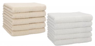 Betz Set di 10 asciugamani per ospiti 30x50 Premium 100 % cotone colore sabbia e bianco