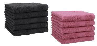Betz Lot de 10 serviettes d'invités serviette invité taille 30x50 cm en 100% coton Premium couleur graphite  et fruits de bois