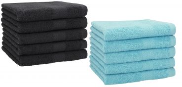 Betz Set di 10 asciugamani per ospiti 30x50 Premium 100 % cotone colore grafite e blu oceano