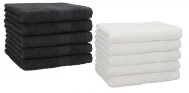 Betz Set di 10 asciugamani per ospiti 30x50 Premium 100 % cotone colore grafite e bianco