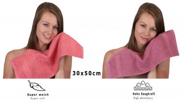 Betz 10 Piece Towel Set PREMIUM 100% Cotton 10 Guest Towels 30x50 cm colour raspberry and wild-berry