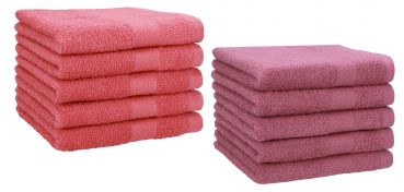 Betz Lot de 10 serviettes d'invités serviette invité taille 30x50 cm en 100% coton Premium couleur framboise et  fruits de bois