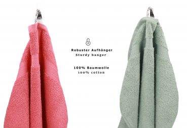 Betz 10 Piece Towel Set PREMIUM 100% Cotton 10 Guest Towels 30x50 cm colour raspberry and hay green