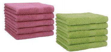 Betz 10 Piece Towel Set PREMIUM 100% Cotton 10 Guest Towels 30x50 cm colour wild-berry and avocado green