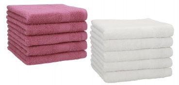 Betz Lot de 10 serviettes d'invités serviette invité taille 30x50 cm en 100% coton Premium couleur fruits de bois et blanc