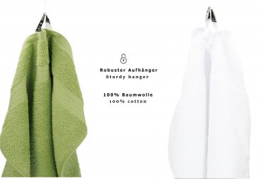 Betz 10 Piece Towel Set PREMIUM 100% Cotton 10 Guest Towels 30x50 cm colour avocado green and white