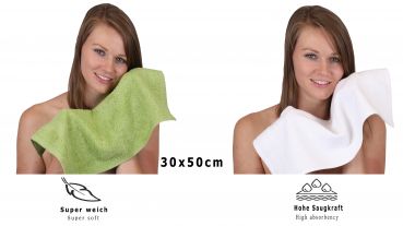 Betz 10 Piece Towel Set PREMIUM 100% Cotton 10 Guest Towels 30x50 cm colour avocado green and white