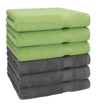 Betz 6 pezzi di asciugamani PREMIUM 100% cotone dimensioni 50x100 cm verde mela / antracite