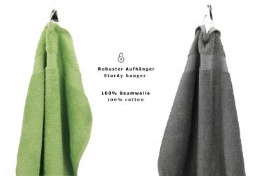 Betz 6 pezzi di asciugamani PREMIUM 100% cotone dimensioni 50x100 cm verde mela / antracite