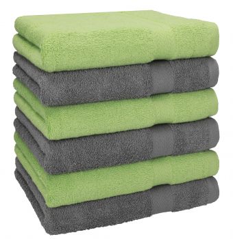 Betz 6 pezzi di asciugamani PREMIUM 100% cotone dimensioni 50x100 cm verde mela / antracite