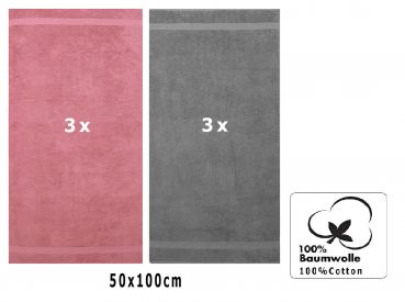 Betz 6 pieces of towels PREMIUM 100% cotton size 50x100cm old rose / anthracite