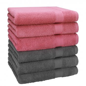 Betz 6 toallas PREMIUM 100% algodón tamaño 50x100cm rosa y antracita