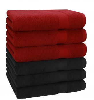Betz 6 pièces de serviettes PREMIUM 100% coton taille 50x100cm rouge rubis / graphite