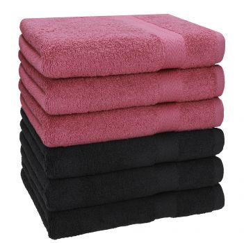 Betz 6 toallas PREMIUM 100% algodón tamaño 50x100cm rojo baya y grafito