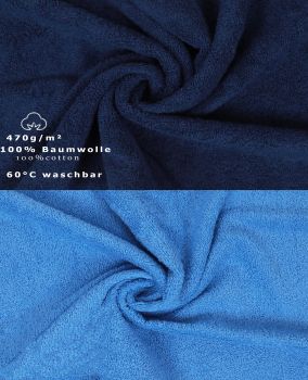 Betz 6 pièces de serviettes PREMIUM 100% coton taille 50x100cm bleu foncé / bleu clair