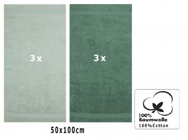 Betz 6 pièces de serviettes PREMIUM 100% coton taille 50x100cm vert foin / vert sapin