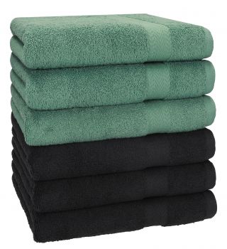 Betz 6 toallas PREMIUM 100% algodón tamaño 50x100cm verde abeto y grafito