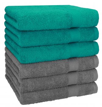 Betz 6 toallas PREMIUM 100% algodón tamaño 50x100cm verde esmeralda y antracita