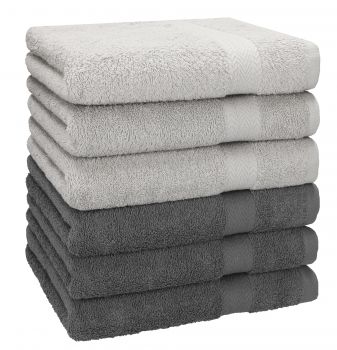 Betz 6 pièces de serviettes PREMIUM 100% coton taille 50x100cm gris argenté / anthracite